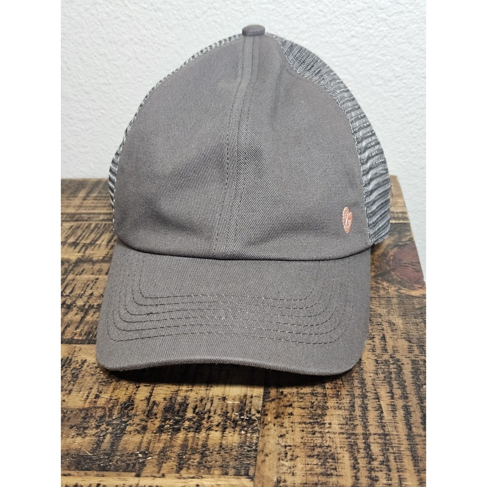 Ellie Womens Ponytail Hat Baseball Cap Adjustable High Bun Gray Breathable